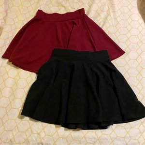 Fall/winter black and burgundy red mini skirt set